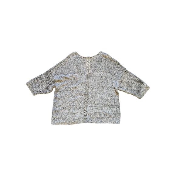 J Jill Open Knit 3/4 Sleeve Pullover Sweater Multicolor Womens 3X Tan Black Top - Picture 3 of 6